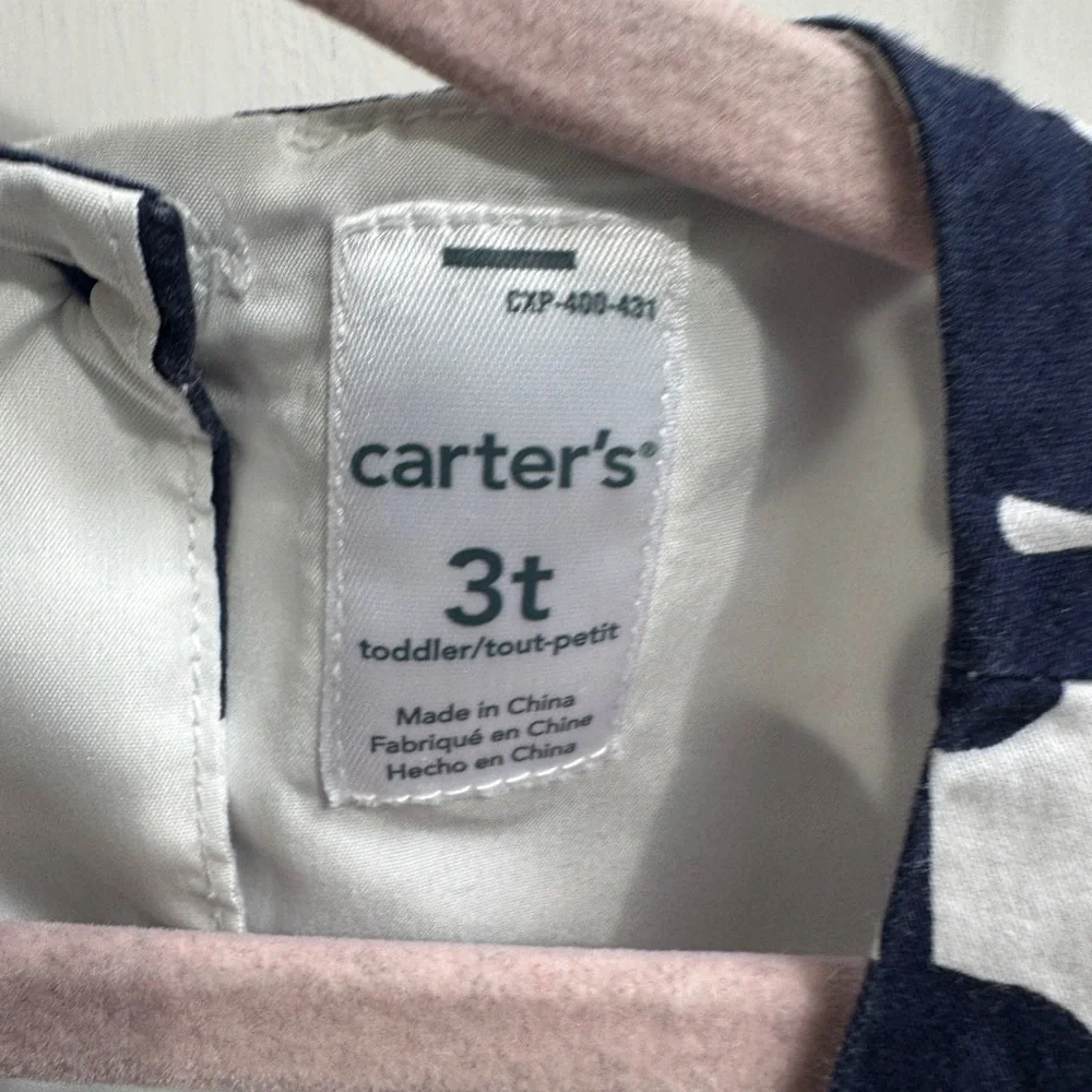 Carter's 3T Blue and White Pleated Floral Sleeveless Formal Dress